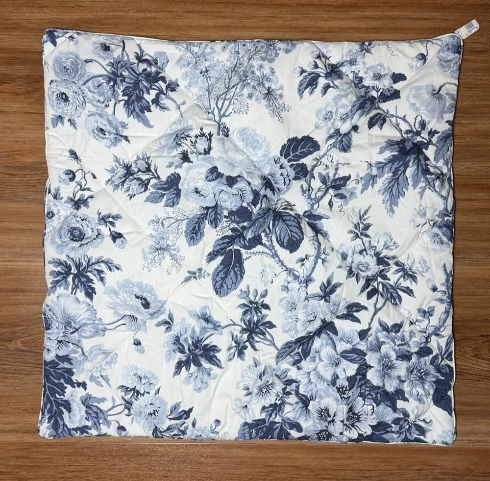 Pottery Barn Garden Floral Quilted Percale Euro Sham 26x26 - Sample Pull
